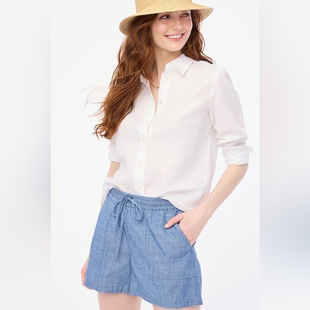 NEW J.Crew Factory Linen Blend Button-Up Size M White
